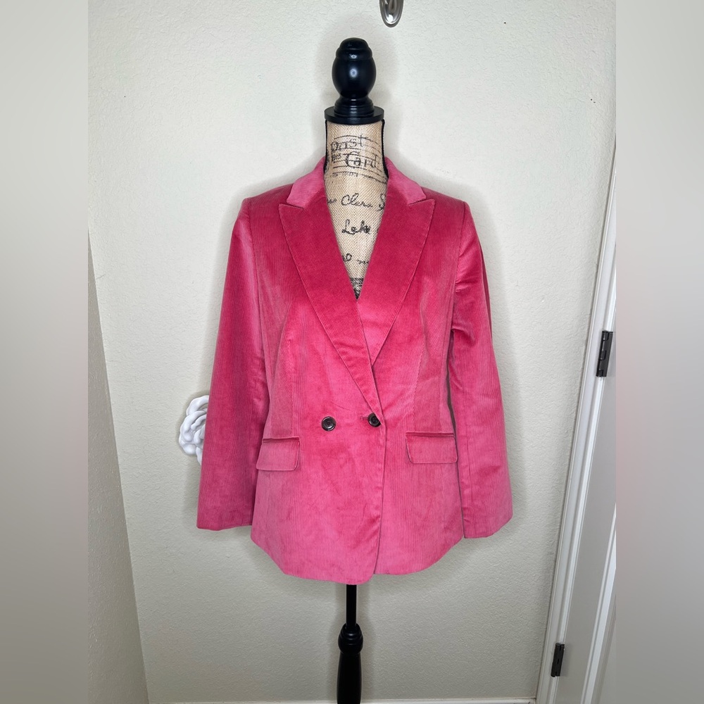 Talbots Double Breasted Corduroy Jacket In Rosewood Pink Size 8